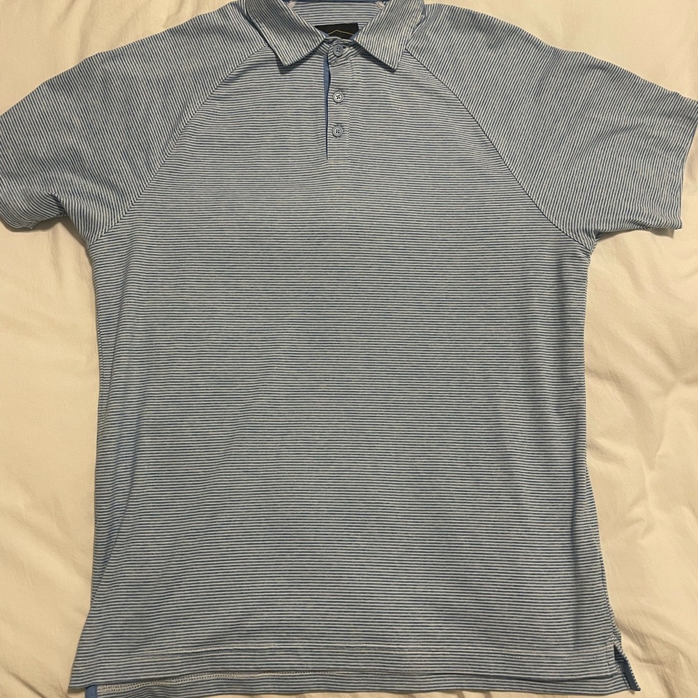 Men's Blue and White Striped Polo Shirt - PTO (Nordstrom Rack) - Picture 2 of 4